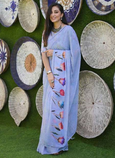 Sky Blue Colour ASHIMA RIHANA DIGITAL Ethnic Wear Designer Weightless Printed Saree Collection 2601